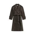 The Frankie Shop Pembroke Faux Suede Trench - Mousse - Oversized Minimalist Coats in Beige - Shop at Coveti