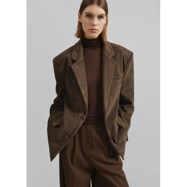 The Frankie Shop Peoria Faux Suede Blazer – Brown, view 4