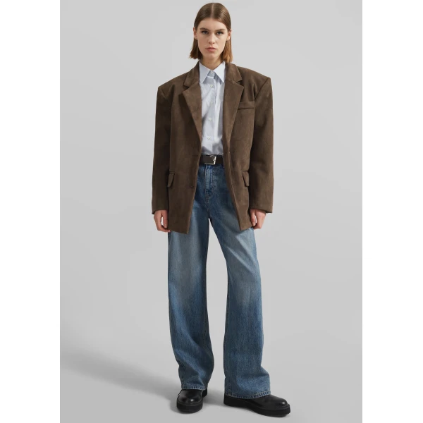 The Frankie Shop Peoria Faux Suede Blazer – Brown, view 5
