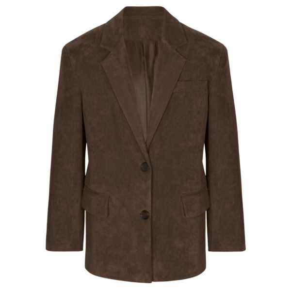 The Frankie Shop Peoria Faux Suede Blazer - Brown - Oversized Minimalist Jackets in Beige - Shop at Coveti