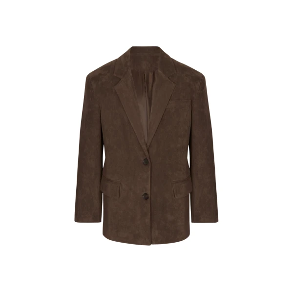 The Frankie Shop Peoria Faux Suede Blazer - Brown - Oversized Minimalist Jackets in Beige - Shop at Coveti