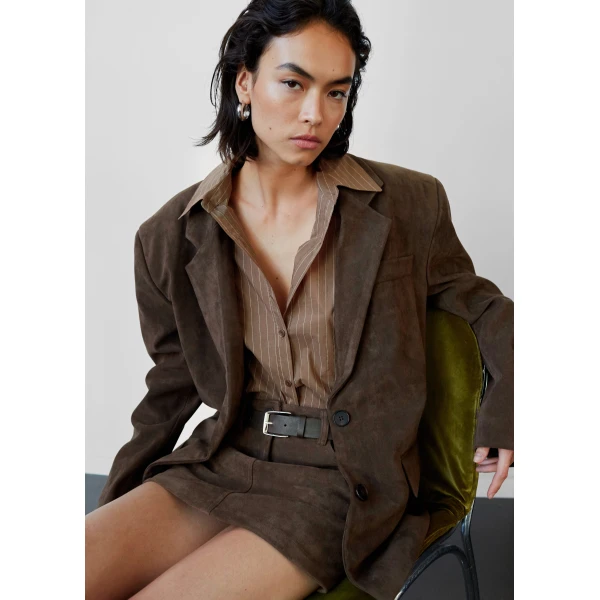 The Frankie Shop Peoria Faux Suede Mini Skirt – Brown, view 2