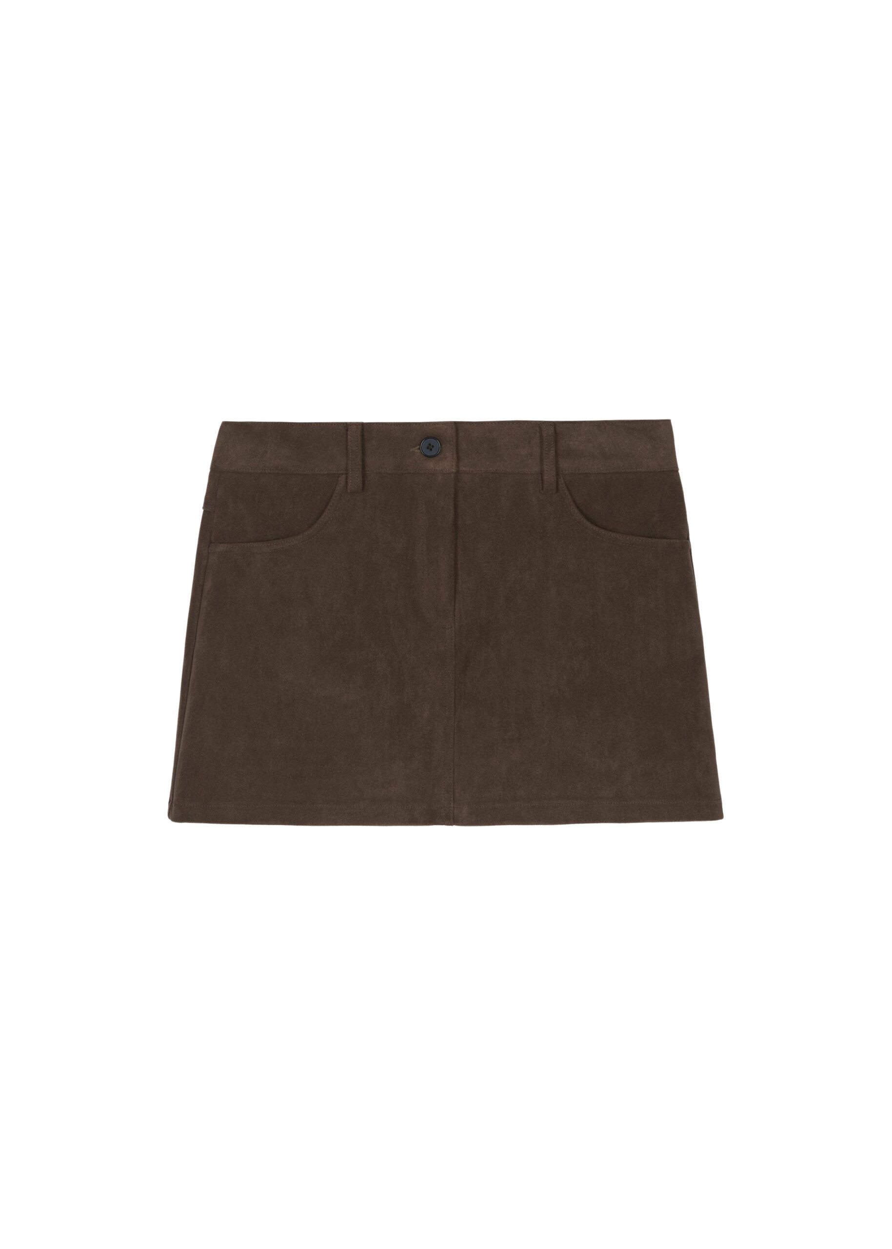 The Frankie Shop Peoria Faux Suede Mini Skirt - Brown - Oversized Minimalist Skirts in Beige - Shop at Coveti