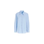 The Frankie Shop Peri Cotton Shirt - Light Blue - Oversized Minimalist Tops in Blue - Shop at Coveti