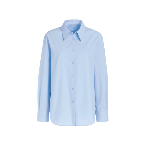 The Frankie Shop Peri Cotton Shirt - Light Blue - Oversized Minimalist Tops in Blue - Shop at Coveti