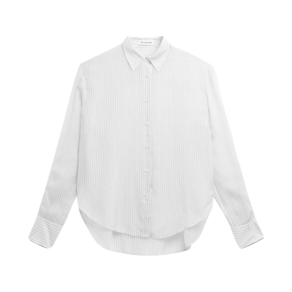 The Frankie Shop Peri Double Striped Shirt - White/Black Stripe - Oversized Minimalist Tops in Multicolour - Shop at Coveti