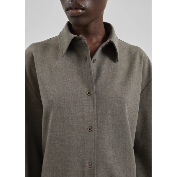 The Frankie Shop Peri Double Weave Shirt – Taupe Melange, view 5