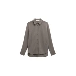 The Frankie Shop Peri Double Weave Shirt - Taupe Melange - Oversized Minimalist Tops in Beige - Shop at Coveti