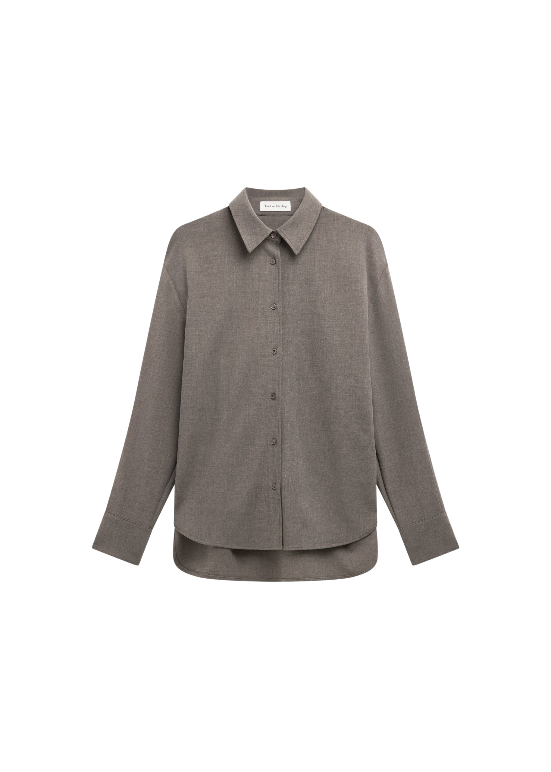 The Frankie Shop Peri Double Weave Shirt – Taupe Melange