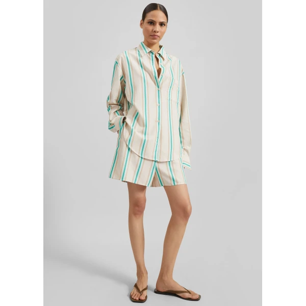 The Frankie Shop Peri Fluid Shirt – Beige Multi Stripe, view 4