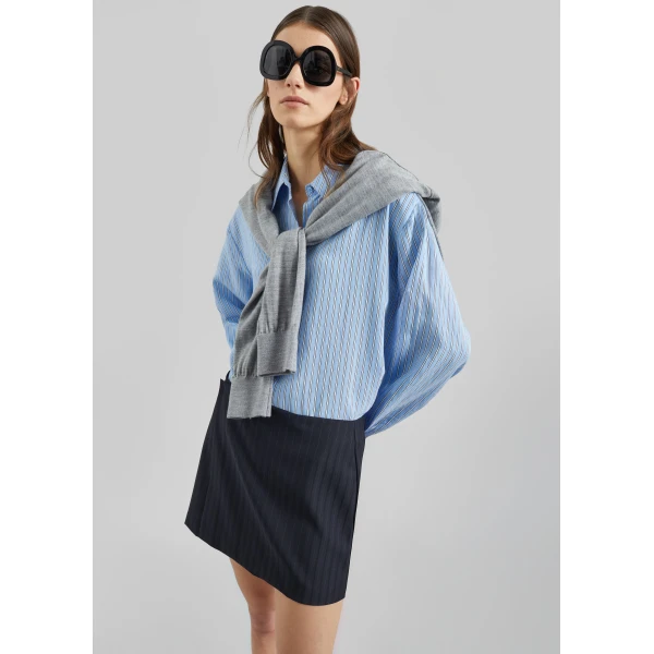 The Frankie Shop Peri Fluid Shirt – Blue/White Stripe, view 5