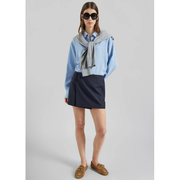 The Frankie Shop Peri Fluid Shirt – Blue/White Stripe, view 6
