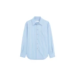 The Frankie Shop Peri Fluid Shirt - Blue/White Stripe - Oversized Minimalist Tops in Multicolour - Shop at Coveti