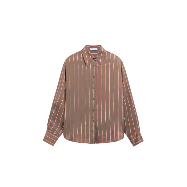 The Frankie Shop Peri Fluid Shirt - Brown Multi Stripe - Oversized Minimalist Tops in Multicolour - Shop at Coveti