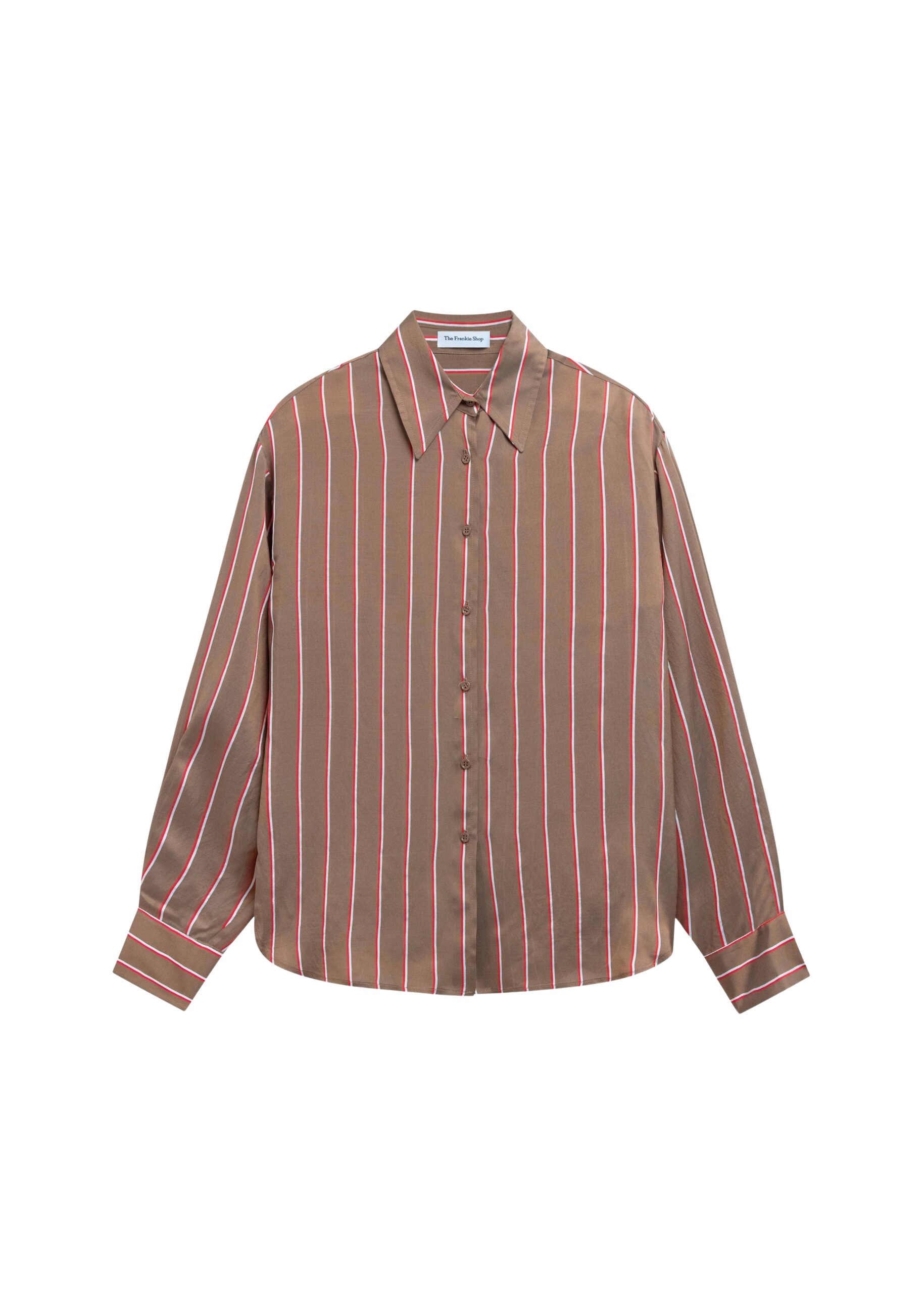 The Frankie Shop Peri Fluid Shirt – Brown Multi Stripe