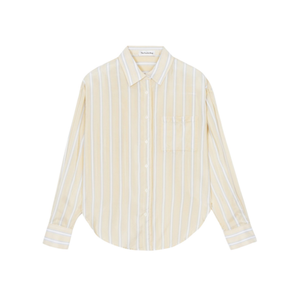 The Frankie Shop Peri Fluid Shirt - Yellow/White Stripe - Oversized Minimalist Tops in Multicolour - Shop at Coveti