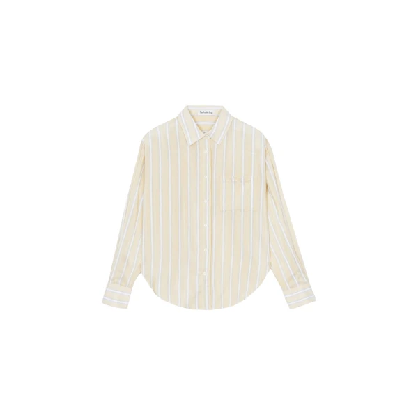 The Frankie Shop Peri Fluid Shirt - Yellow/White Stripe - Oversized Minimalist Tops in Multicolour - Shop at Coveti
