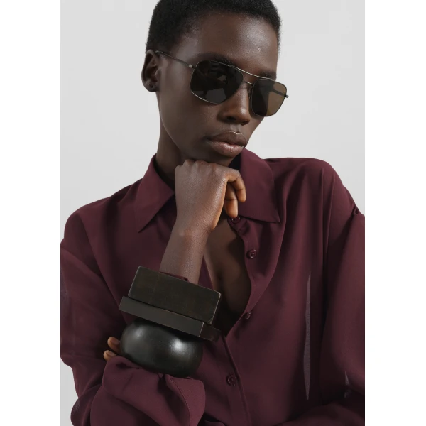 The Frankie Shop Peri Georgette Shirt – Burgundy, view 2