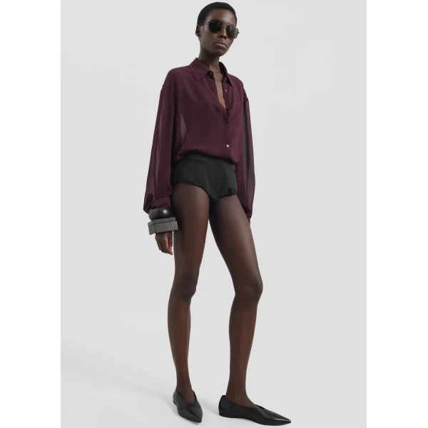 The Frankie Shop Peri Georgette Shirt – Burgundy, view 5