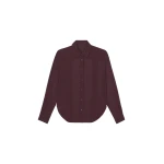 The Frankie Shop Peri Georgette Shirt - Burgundy - Oversized Minimalist Tops in Red - Shop at Coveti