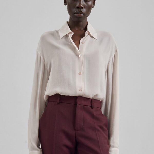 The Frankie Shop Peri Georgette Shirt - Faded Pink - Oversized Minimalist Tops in Pink - Shop at Coveti
