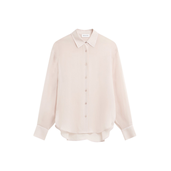 The Frankie Shop Peri Georgette Shirt - Faded Pink - Oversized Minimalist Tops in Pink - Shop at Coveti