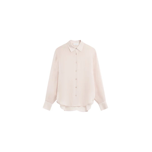The Frankie Shop Peri Georgette Shirt - Faded Pink - Oversized Minimalist Tops in Pink - Shop at Coveti