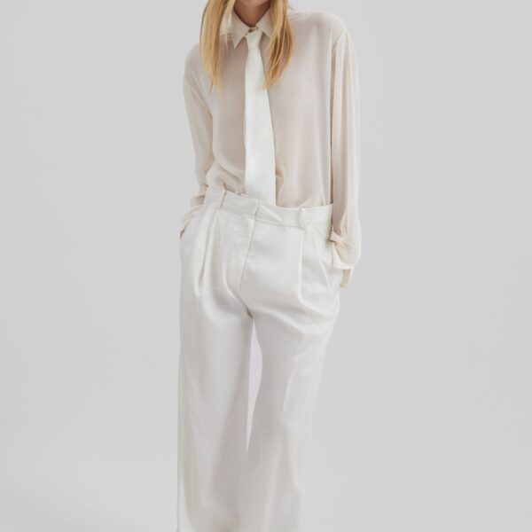 The Frankie Shop Peri Georgette Shirt - Ivory - Oversized Minimalist Tops in Ivory - Shop at Coveti