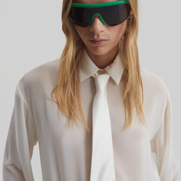 The Frankie Shop Peri Georgette Shirt - Ivory - Oversized Minimalist Tops in Ivory - Shop at Coveti
