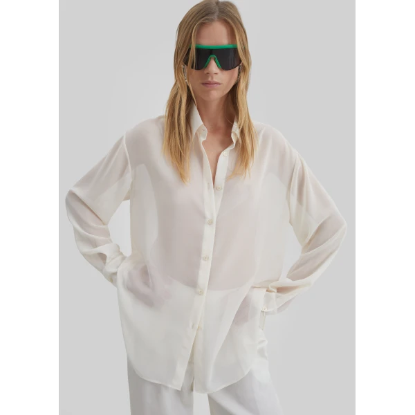 The Frankie Shop Peri Georgette Shirt – Ivory, view 6