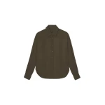 The Frankie Shop Peri Georgette Shirt - Khaki - Oversized Minimalist Tops in Green - Shop at Coveti