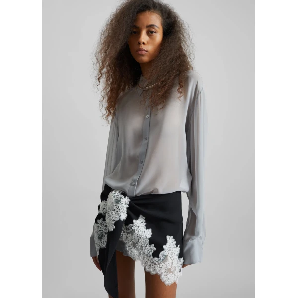 The Frankie Shop Peri Georgette Shirt – Slate Grey, view 2