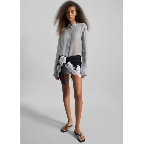 The Frankie Shop Peri Georgette Shirt – Slate Grey, view 4
