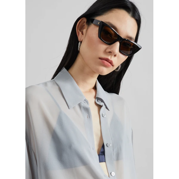 The Frankie Shop Peri Georgette Shirt – Slate Grey, view 5