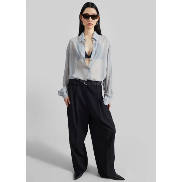 The Frankie Shop Peri Georgette Shirt – Slate Grey, view 6