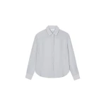 The Frankie Shop Peri Georgette Shirt - Slate Grey - Oversized Minimalist Tops in Grey - Shop at Coveti