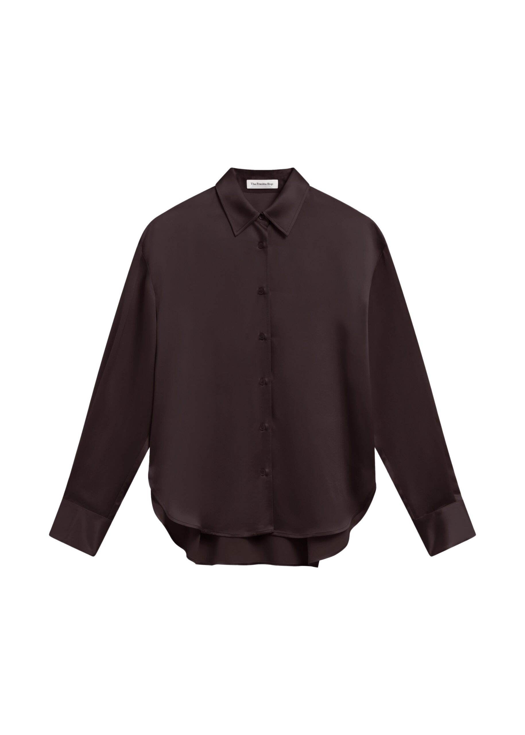 The Frankie Shop Peri Satin Shirt – Brown