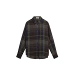 The Frankie Shop Peri Sheer Fluid Shirt - Navy Tartan - Oversized Minimalist Tops in Multicolour - Shop at Coveti