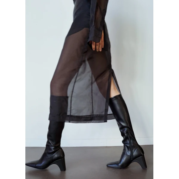 The Frankie Shop Peri Sheer Midi Skirt – Black, view 2