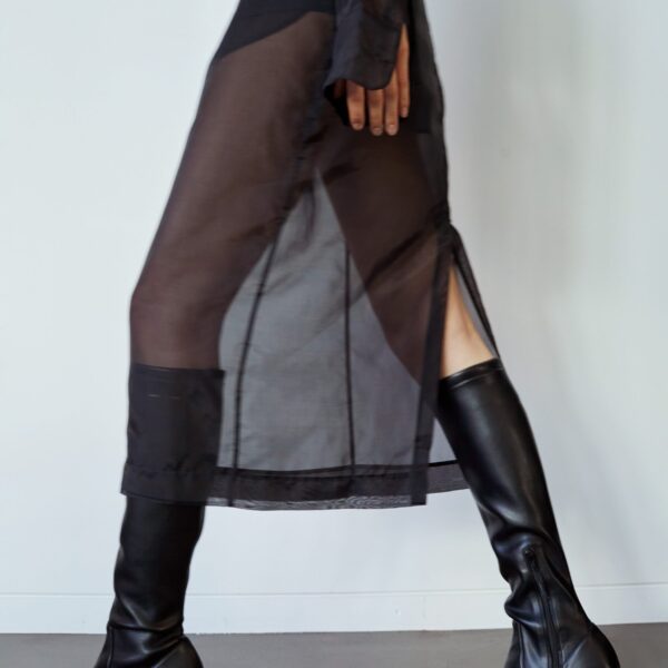 The Frankie Shop Peri Sheer Midi Skirt - Black - Oversized Minimalist Skirts in Black - Shop at Coveti