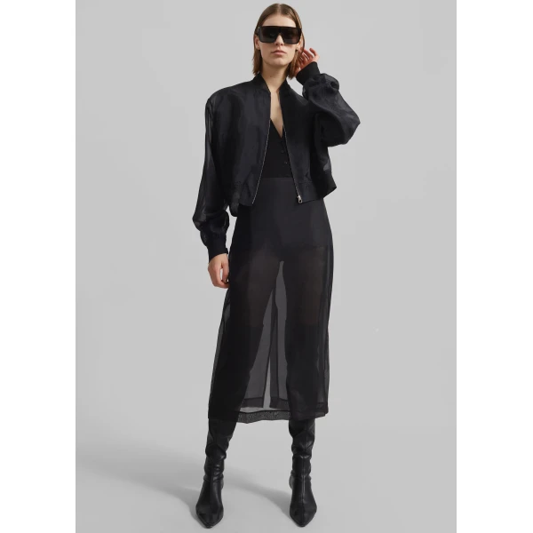 The Frankie Shop Peri Sheer Midi Skirt – Black, view 3