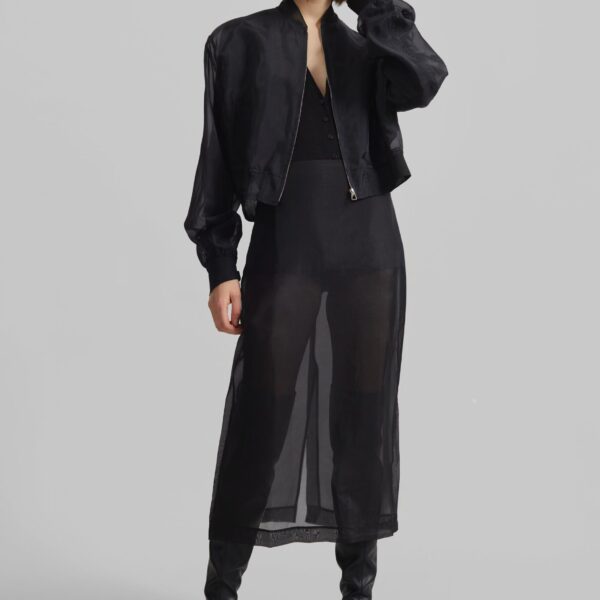 The Frankie Shop Peri Sheer Midi Skirt - Black - Oversized Minimalist Skirts in Black - Shop at Coveti