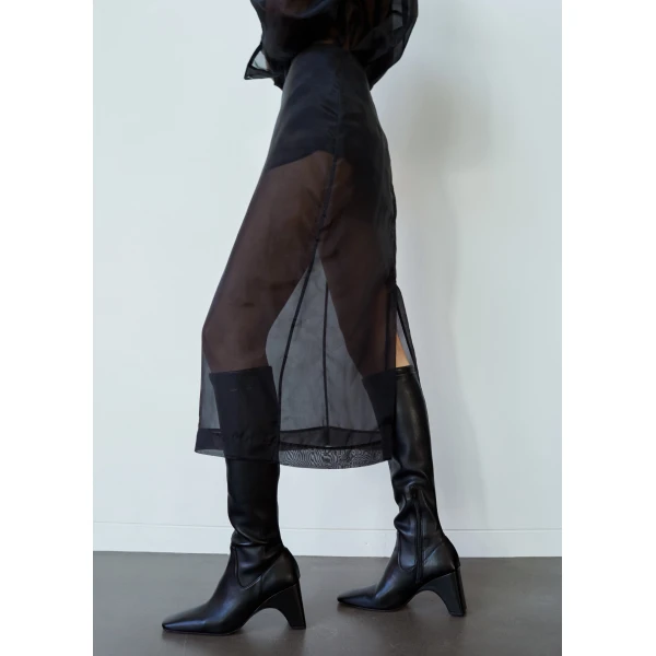The Frankie Shop Peri Sheer Midi Skirt – Black, view 6