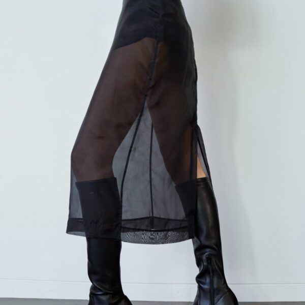 The Frankie Shop Peri Sheer Midi Skirt - Black - Oversized Minimalist Skirts in Black - Shop at Coveti