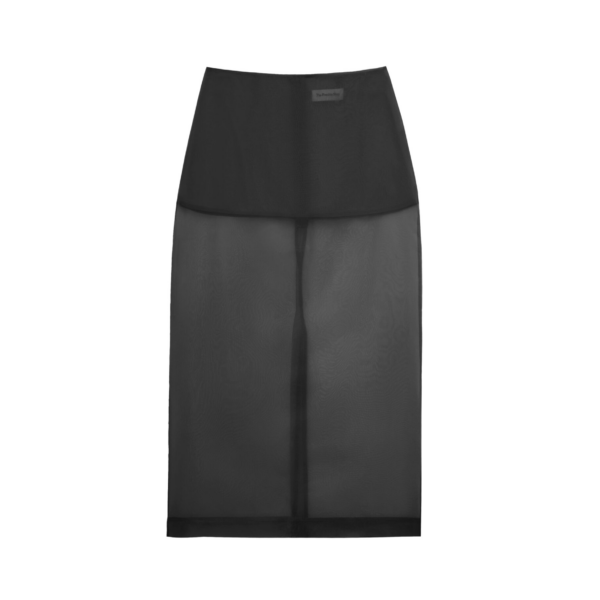 The Frankie Shop Peri Sheer Midi Skirt - Black - Oversized Minimalist Skirts in Black - Shop at Coveti