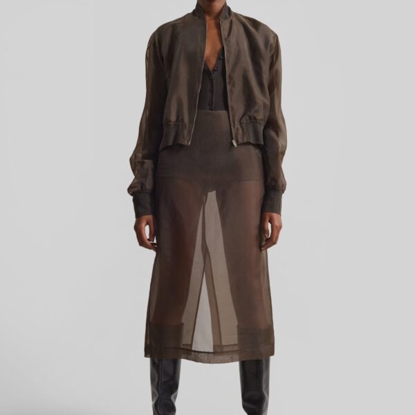 The Frankie Shop Peri Sheer Midi Skirt - Brown - Oversized Minimalist Skirts in Beige - Shop at Coveti