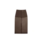 The Frankie Shop Peri Sheer Midi Skirt - Brown - Oversized Minimalist Skirts in Beige - Shop at Coveti