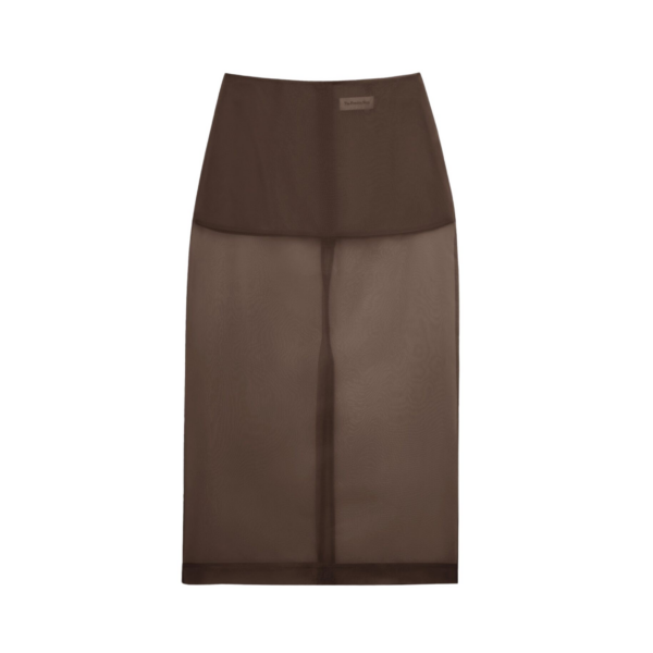 The Frankie Shop Peri Sheer Midi Skirt - Brown - Oversized Minimalist Skirts in Beige - Shop at Coveti