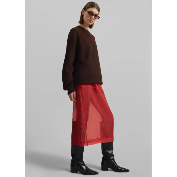 The Frankie Shop Peri Sheer Midi Skirt – Red, view 6