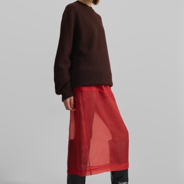 The Frankie Shop Peri Sheer Midi Skirt - Red - Oversized Minimalist Skirts in Red - Shop at Coveti